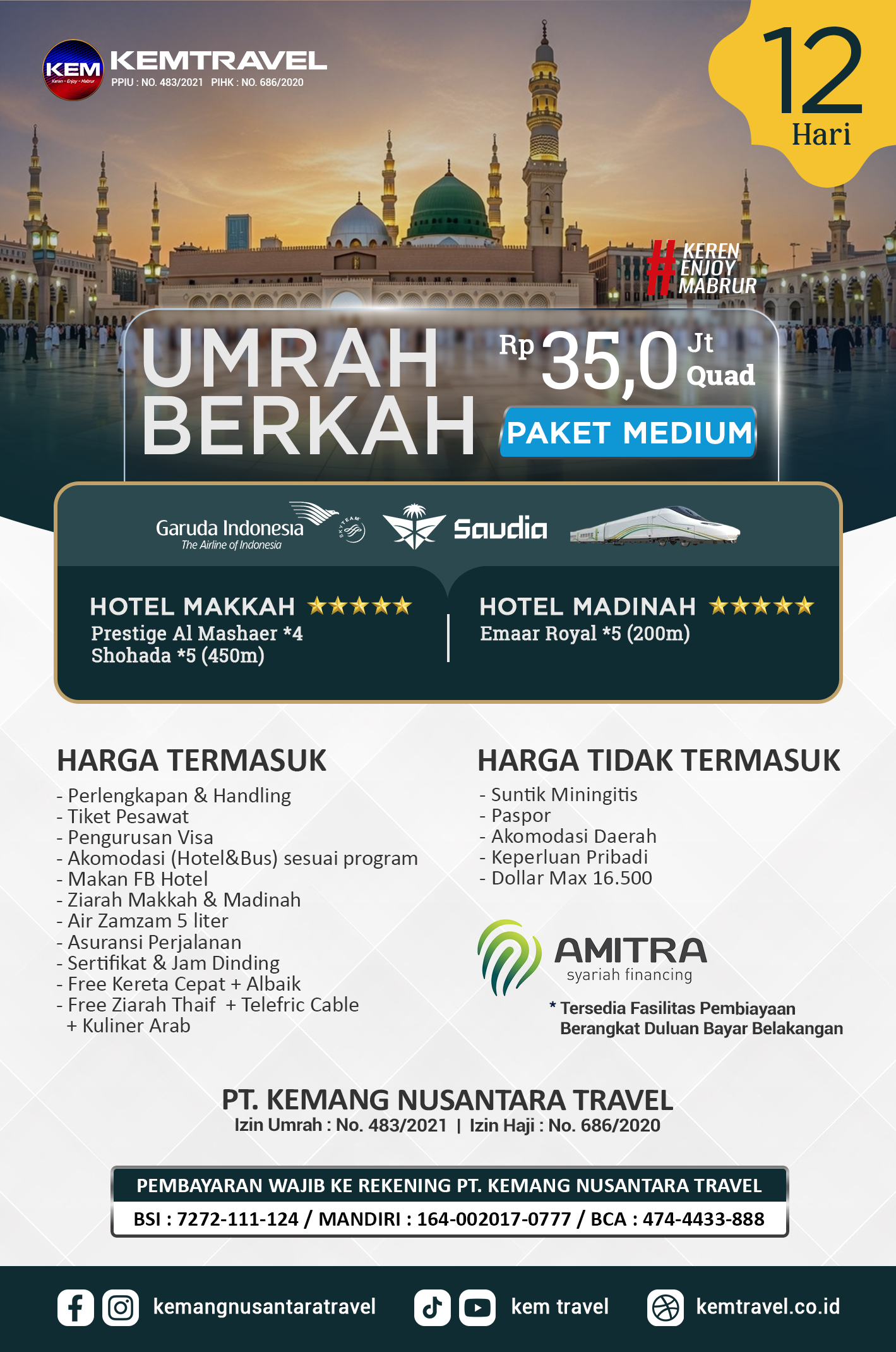 Paket Umrah Medium 12 Hari
